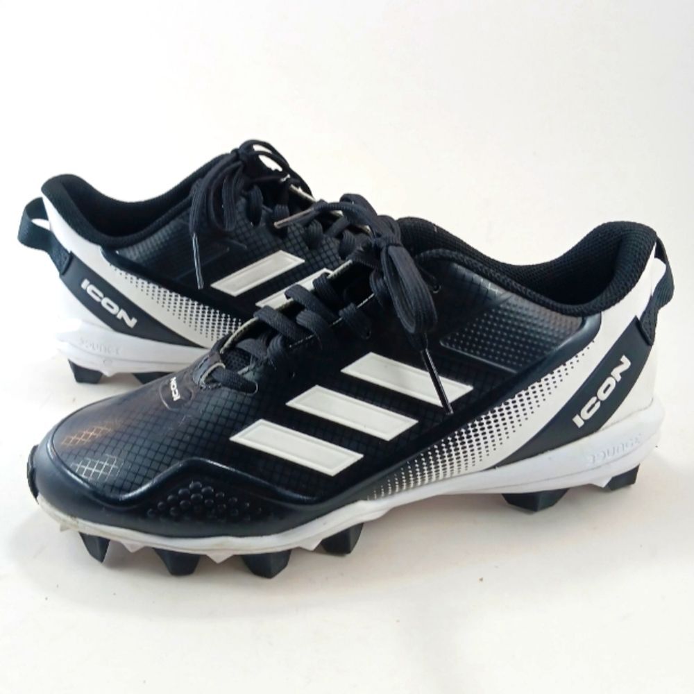Adidas Icon Iron Skin Bounce Baseball  Cleat Sneaker Boys 6.5 Black White.......